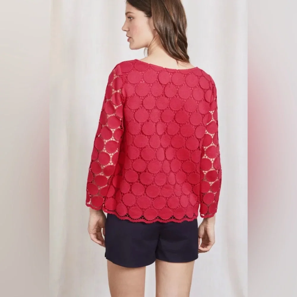 BODEN Arabella Crochet 3/4 Sleeve Top SZ 6